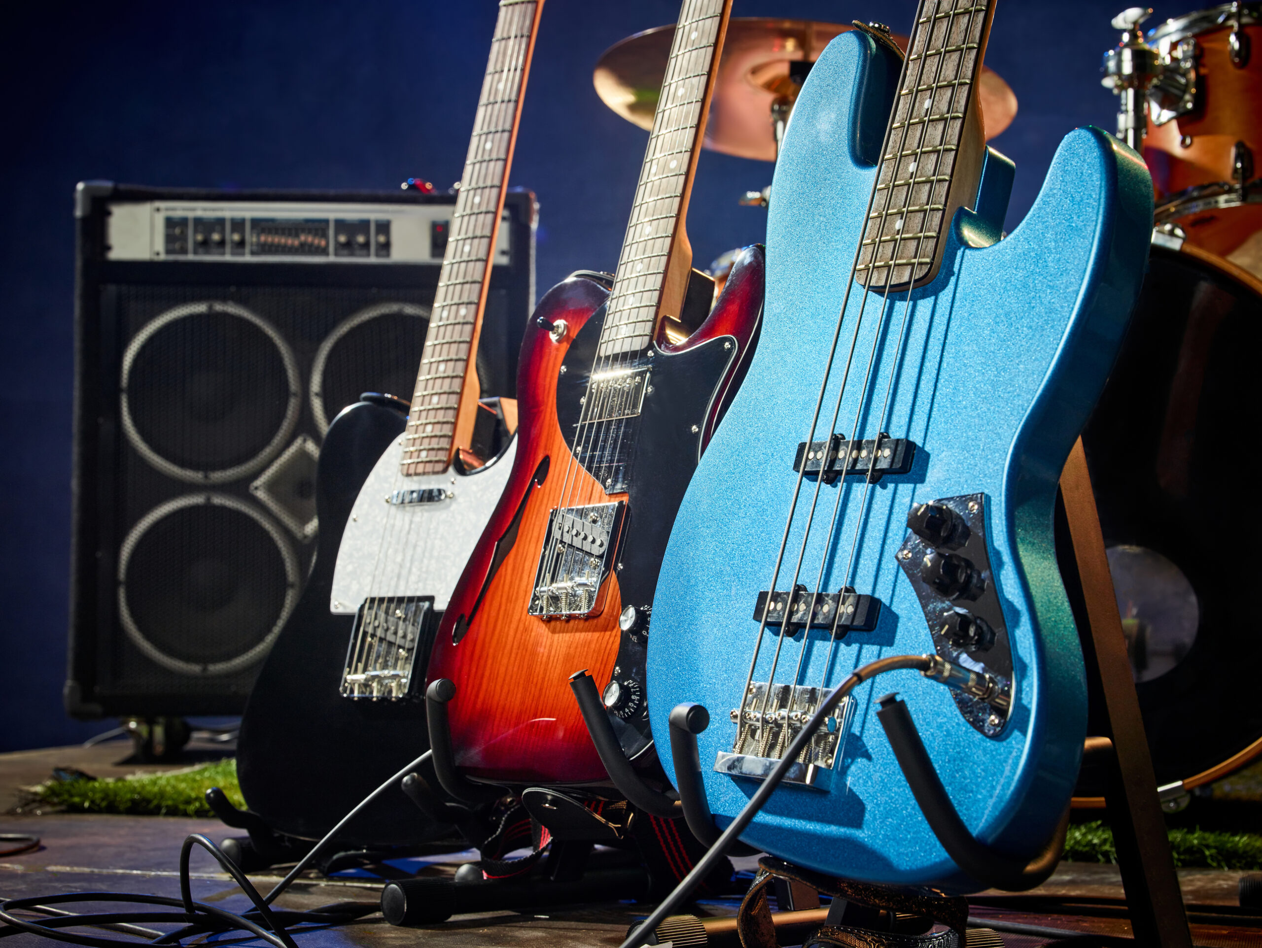 musical instruments on stage close up